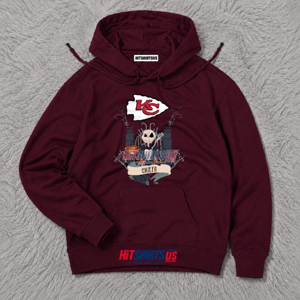 Jack Skellington Kansas City Chiefs Gothic Football Hoodie Jack Skellington Kansas City Chiefs Gothic Football Hoodie