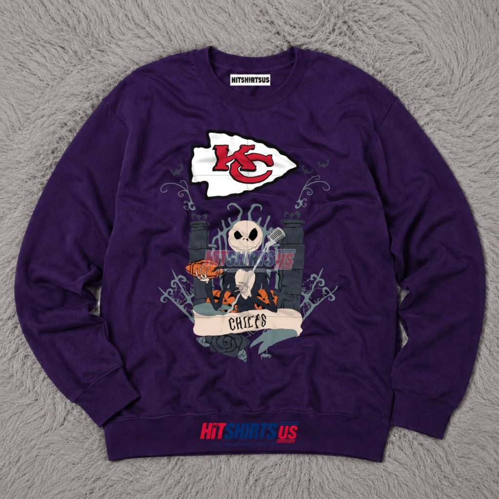 Jack Skellington Kansas City Chiefs Gothic Football Long Sleeve Jack Skellington Kansas City Chiefs Gothic Football Long Sleeve