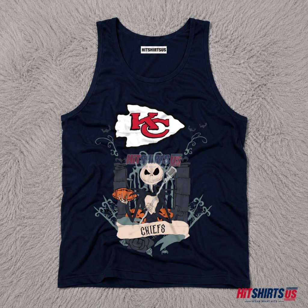 Jack Skellington Kansas City Chiefs Gothic Football Tank Top Jack Skellington Kansas City Chiefs Gothic Football Tank Top