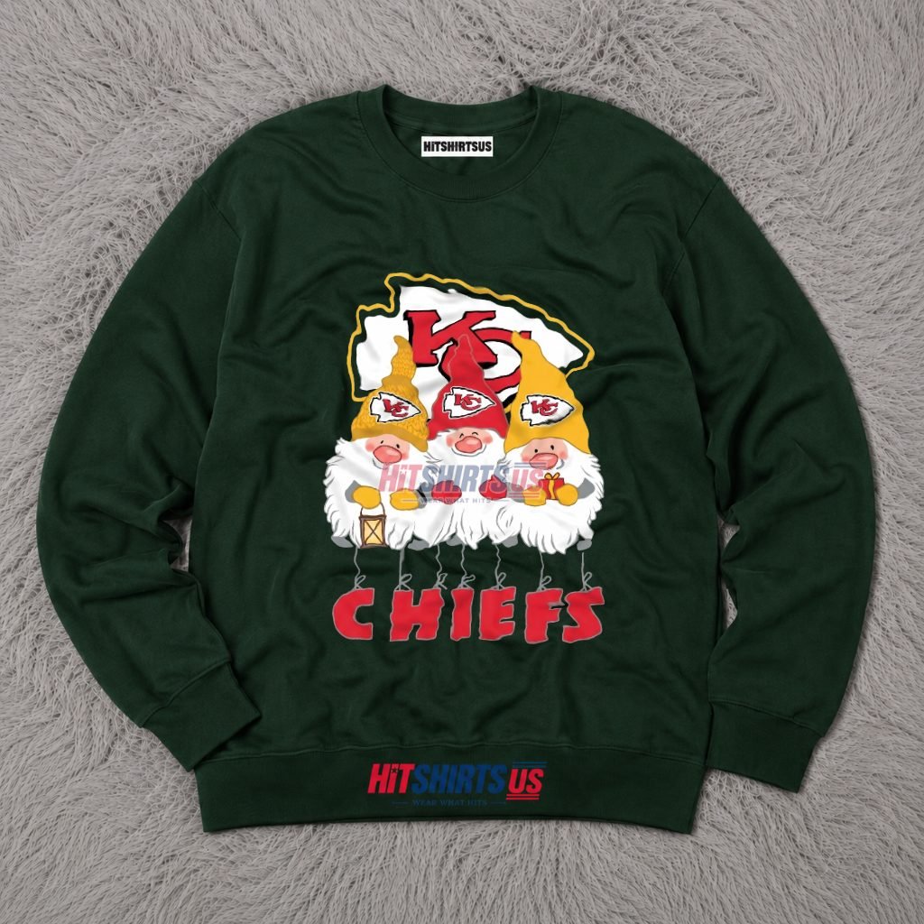 Kansas City Chiefs Gnomes Trio Christmas Fan Long Sleeve Kansas City Chiefs Gnomes Trio Christmas Fan Long Sleeve