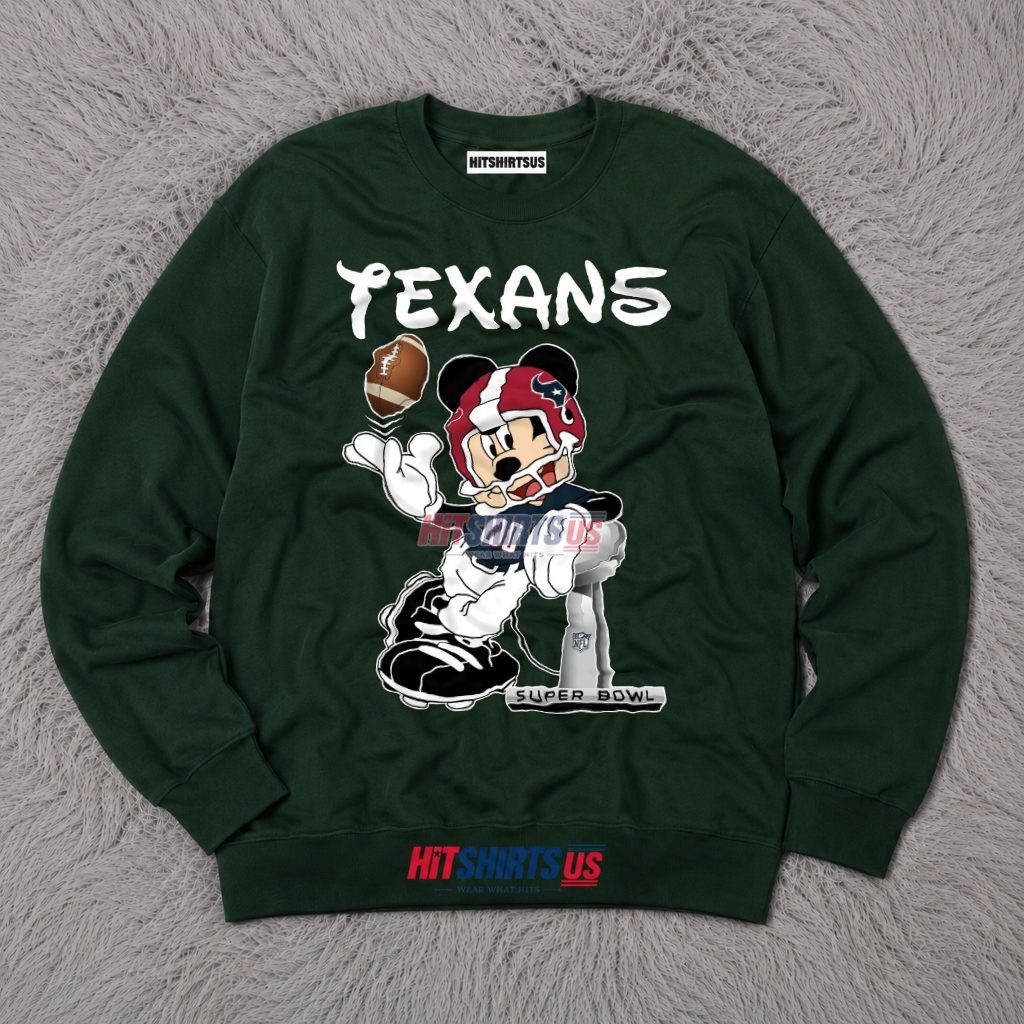 Mickey Mouse Houston Texans Super Bowl Fan Long Sleeve Mickey Mouse Houston Texans Super Bowl Fan Long Sleeve