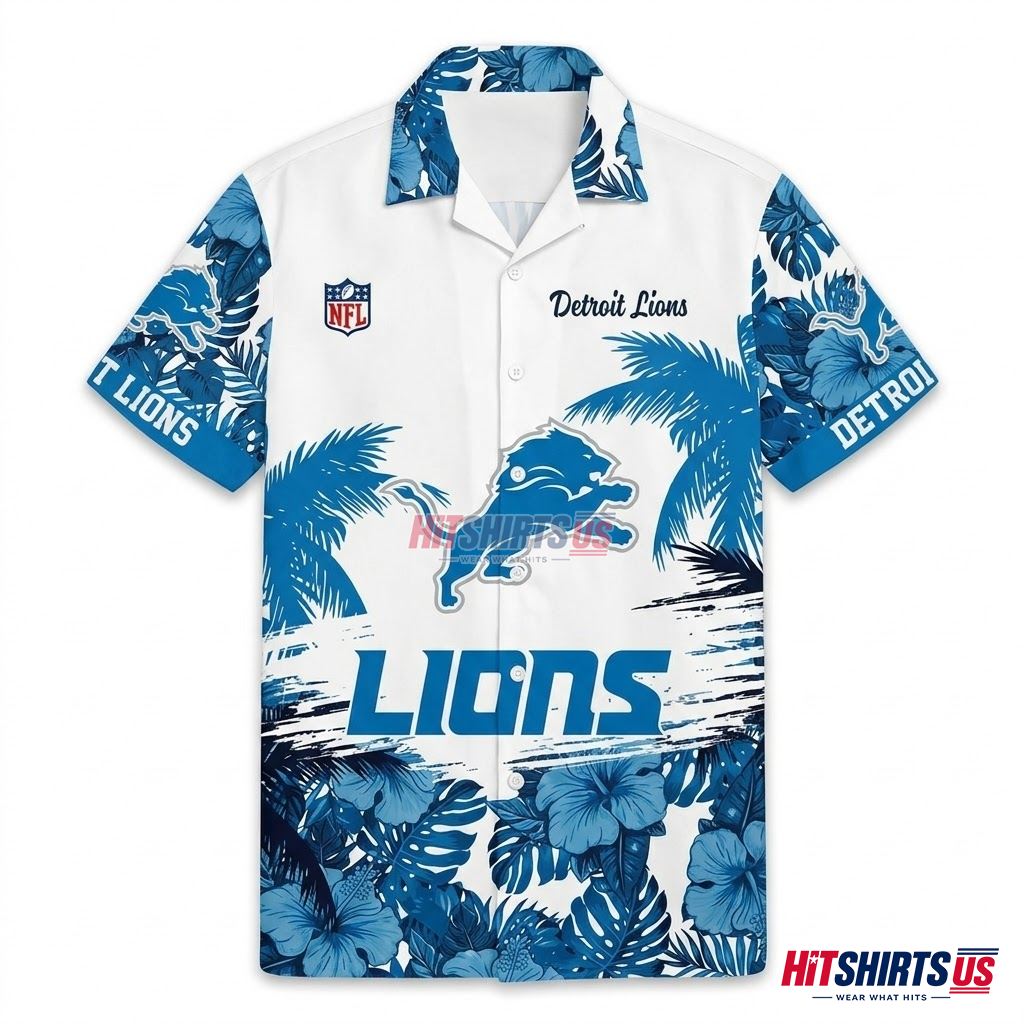 Personalized Detroit Lions Hawaiian Shirt Floral Front