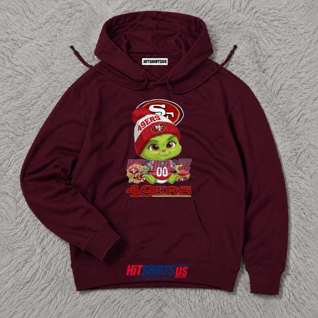 San Francisco 49Ers Baby Grinch Football Jersey Hoodie San Francisco 49Ers Baby Grinch Football Jersey Hoodie