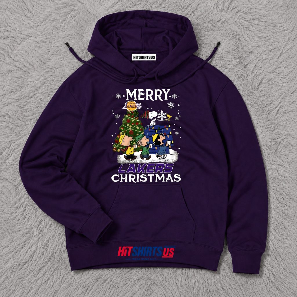 Snoopy Los Angeles Lakers Christmas Tree Snow Hoodie Snoopy Los Angeles Lakers Christmas Tree Snow Hoodie