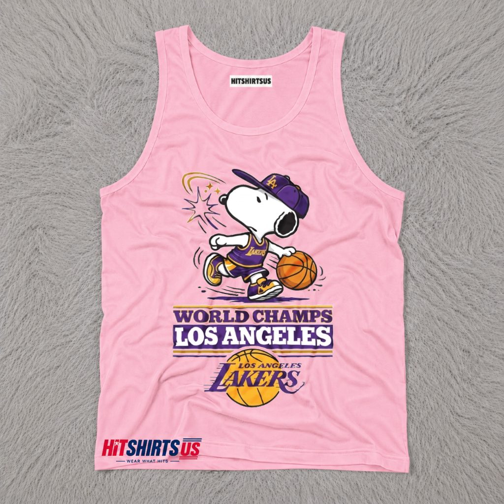Snoopy Los Angeles Lakers World Champions Tank Top Snoopy Los Angeles Lakers World Champions Tank Top