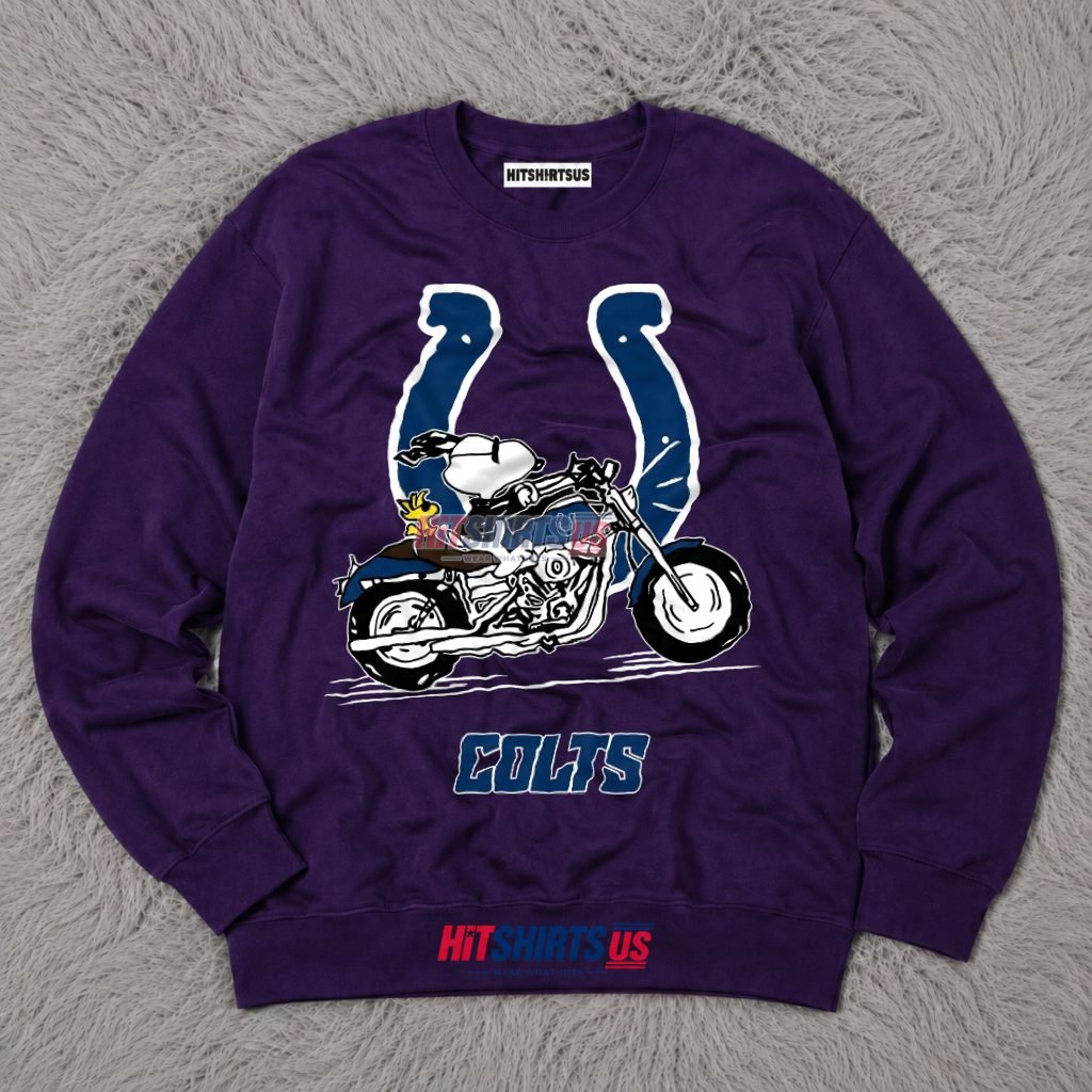 Snoopy Motorcycle Indianapolis Colts Horseshoe Long Sleeve Snoopy Motorcycle Indianapolis Colts Horseshoe Long Sleeve